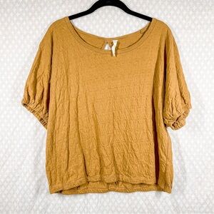 Anthropologie Daily Practice Brown Crinkle Short Sleeve Top